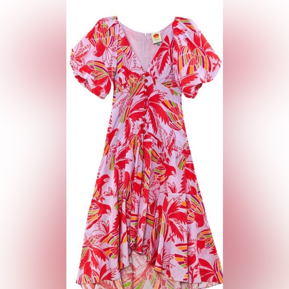 Farm Rio Lilac Birds MIDI Dress XS